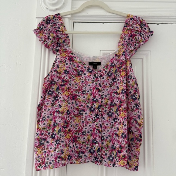 J. Crew Women's Floral Blouse - Pink, Yellow, Blue - Picture 2 of 7